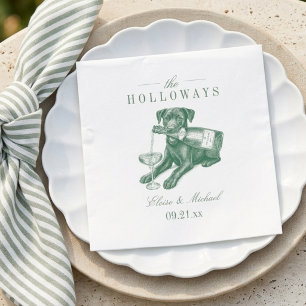 Servilleta De Papel Preppy Labrador Verde Menta Champán Boda