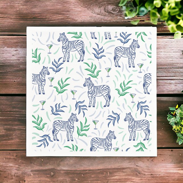 Servilleta De Papel Preppy Navy Zebra Martinis Blancos (Subido por el creador)