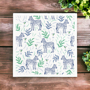 Servilleta De Papel Preppy Navy Zebra Martinis Blancos