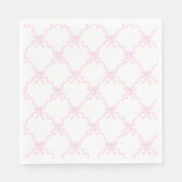 Servilleta De Papel Preppy Pink Bows Trellis Primer Cumpleaños Ribbone