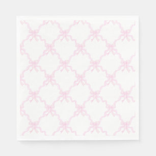 Servilleta De Papel Preppy Pink Bows Trellis Primer Cumpleaños Ribbone
