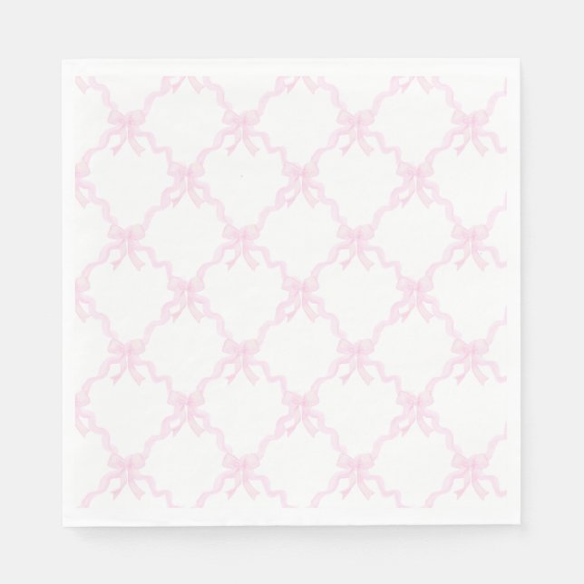 Servilleta De Papel Preppy Pink Bows Trellis Primer Cumpleaños Ribbone (Anverso)