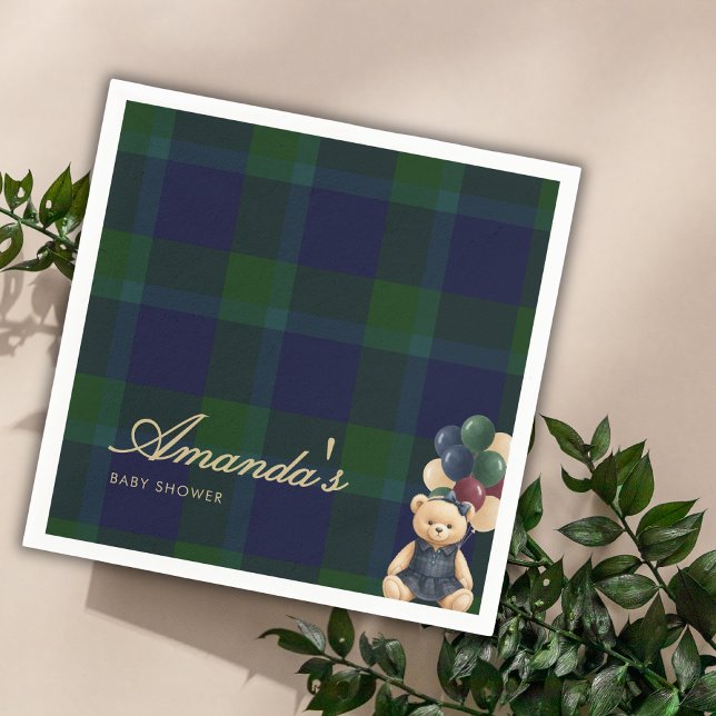 Servilleta De Papel Preppy Polo Teddy Bear Classic Girl Baby Shower (Subido por el creador)