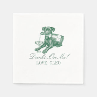 Servilleta De Papel Preppy Sage Green Labrador Champagne Wedding