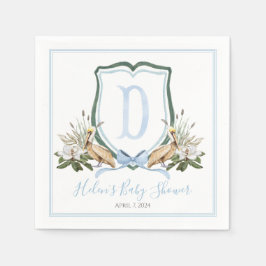 Servilleta De Papel Preppy Southern Blue Boy Pelican Baby Shower
