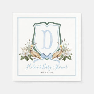 Servilleta De Papel Preppy Southern Blue Boy Pelican Baby Shower