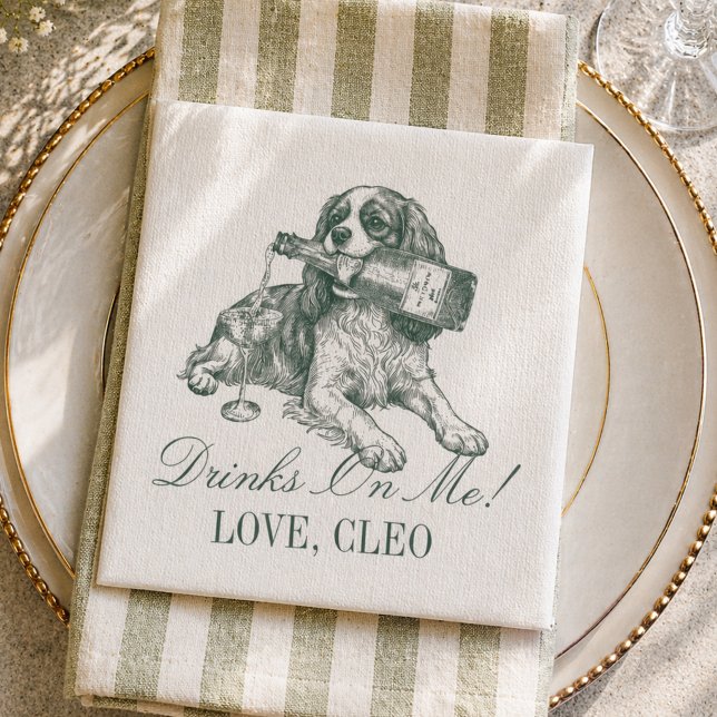 Servilleta De Papel Preppy Verde Salvia Rey Cavalier Champán Boda (Preppy Sage Green King Cavalier Champagne Wedding Napkins)