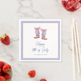 Servilleta De Papel Preppy Watercolor Bows 4th Of July