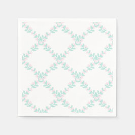 Servilleta De Papel Preppy Watercolor Floral Gingham Birthday