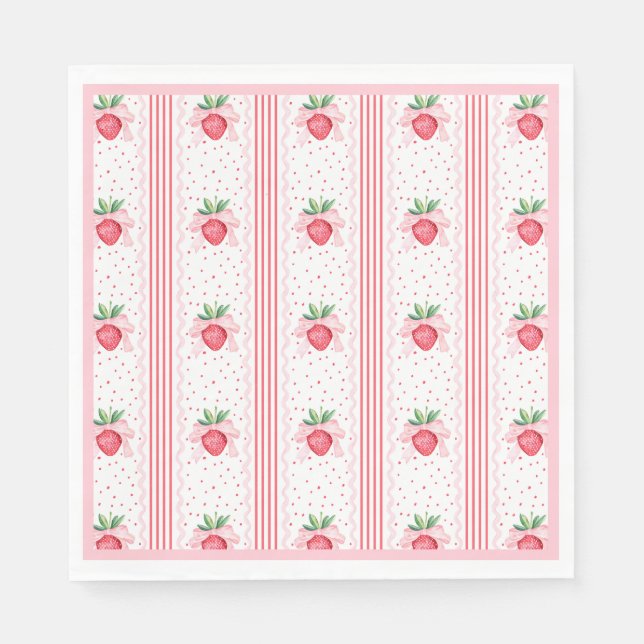 Servilleta De Papel Preppy Watercolor Fresas Berry Sweet (Anverso)