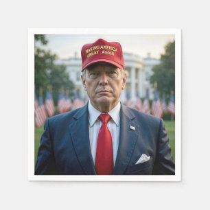 Servilleta De Papel Presidente Trump con un sombrero rojo