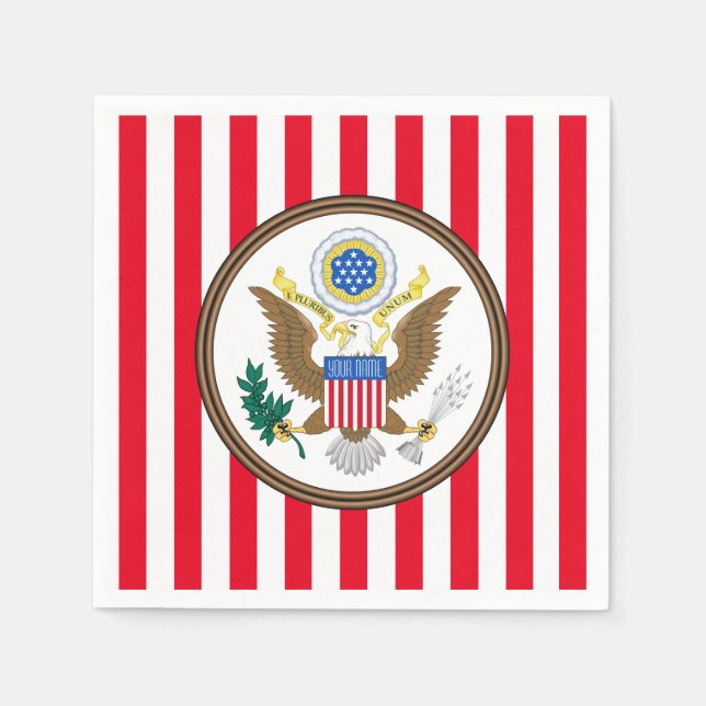 Servilleta De Papel Presidential Seal Stripe Personalize (Anverso)