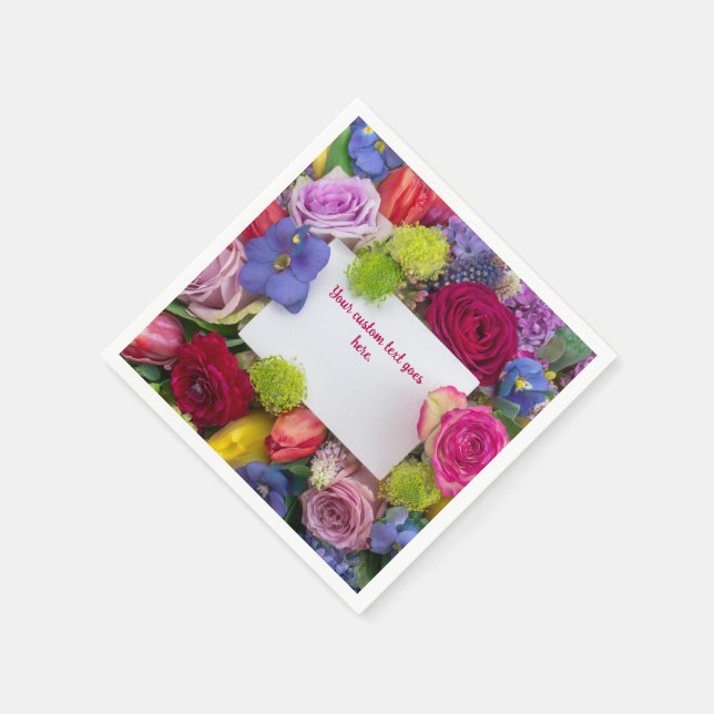 Servilleta De Papel Pretty Floral Framed Roses Text Box Custom (Borde)