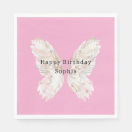 Servilleta De Papel Pretty Girly Pink Butterfly Wings Birthday