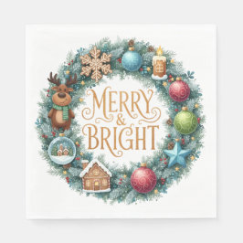 SERVILLETA DE PAPEL PRETTY HOLIDAY CHRISTMAS NEW YEAR WREATHS