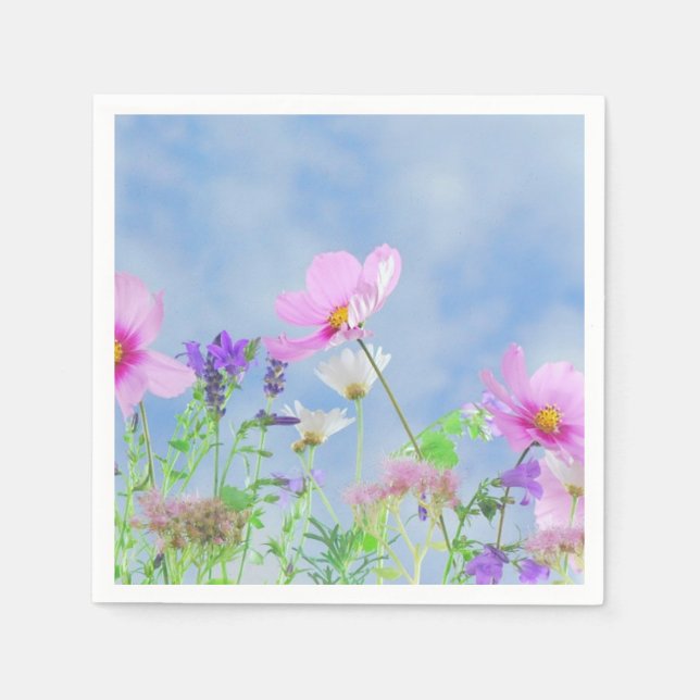 Servilleta De Papel Pretty Pink Wild Flower Meadow (Anverso)
