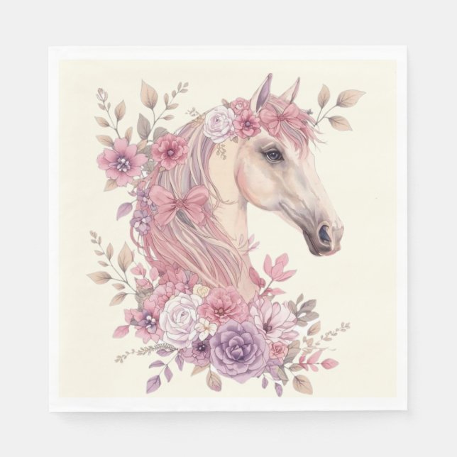 Servilleta De Papel Pretty Ponies and Petals Horse Party (Anverso)
