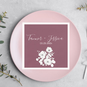Servilleta De Papel Pretty Purple and White Floral Wedding