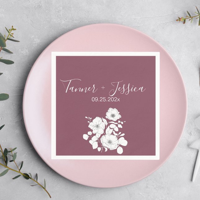 Servilleta De Papel Pretty Purple and White Floral Wedding  (Subido por el creador)