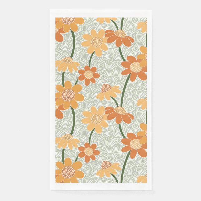 Servilleta De Papel Pretty retro muted 1970s flowers (Anverso)