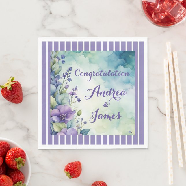 Servilleta De Papel Pretty Stripped Lavender and Floral (In situ)