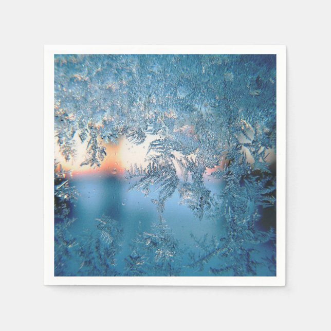 Servilleta De Papel Pretty Winter Frosted Glass Photo (Anverso)