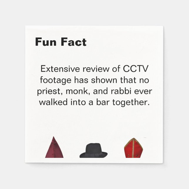 Servilleta De Papel Priest Monk Rabbi Fun Fact cocktail napkin (Anverso)