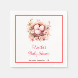 Servilleta De Papel Primavera Aves Nest Baby Shower