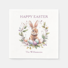 Servilleta De Papel Primavera Bunny Easter Egg Wreath personalizado