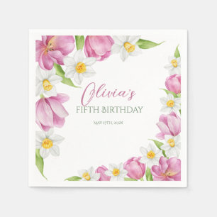 Servilleta De Papel Primavera Colorida Flor Niños Cumpleaños