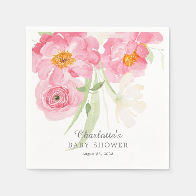 Servilleta De Papel Primavera Florales Florales Baby Shower Napkins (Anverso)