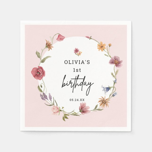 Servilleta De Papel Primavera Pequeño Chica de Flores Silvestres Prime (Anverso)