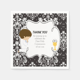 Servilleta De Papel Primer brunette de la comunión Damask negro