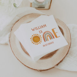 Servilleta De Papel Primer cumpleaños acuarela Boho arcoiris y sol