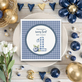 Servilleta De Papel Primer cumpleaños de arándanos azules para niños