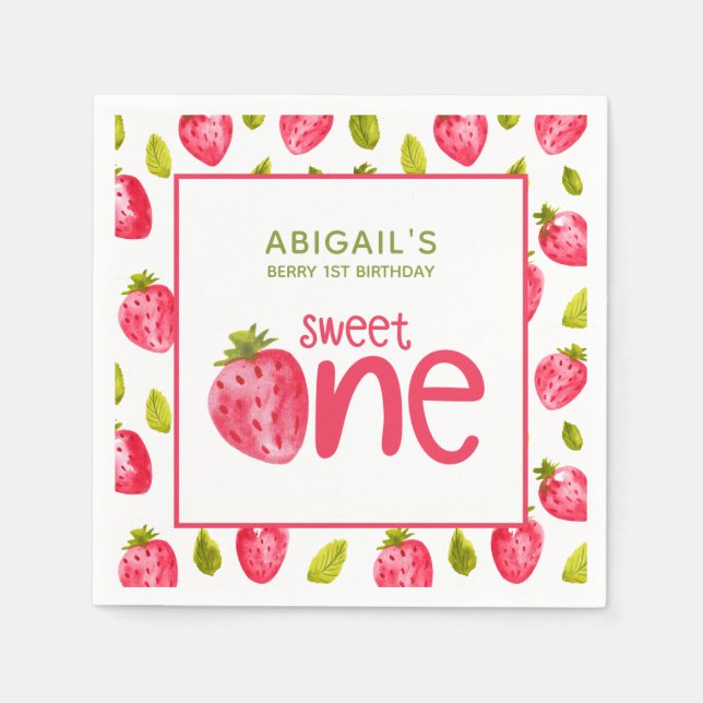 Servilleta De Papel Primer cumpleaños de Berry (Anverso)