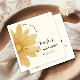 Servilleta De Papel Primer cumpleaños de Bohemian Yellow Daisy