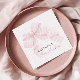 Servilleta De Papel Primer cumpleaños de Bow Rosado