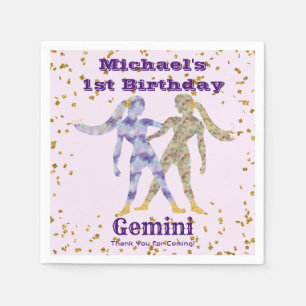 Servilleta De Papel Primer cumpleaños de Gemini divertido y Confetti d