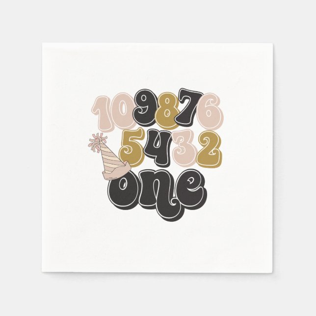 Servilleta De Papel Primer cumpleaños de la cuenta regresiva de Año Nu (Anverso)