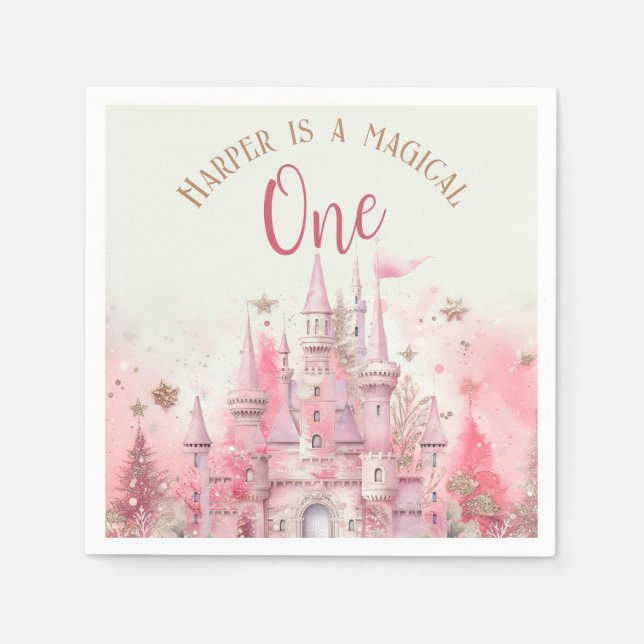 Servilleta De Papel Primer cumpleaños de la fantástica Princesa de Inv (Anverso)