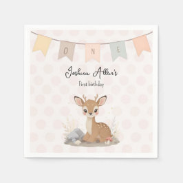 Servilleta De Papel Primer Cumpleaños de Little Fawn Woodland