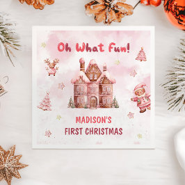 Servilleta De Papel Primer cumpleaños de los Navidades de la Casa Rosa