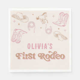 Servilleta De Papel Primer cumpleaños de niña rodeo occidental rosada