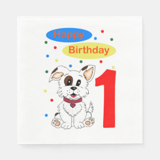 Servilleta De Papel Primer Cumpleaños de Niño Cachorro Lindo y Colorfe