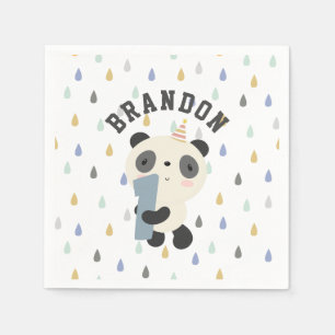 Servilleta De Papel Primer cumpleaños de personalizable Cute Panda