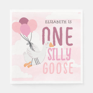 Servilleta De Papel Primer cumpleaños de Pink One Silly Goose