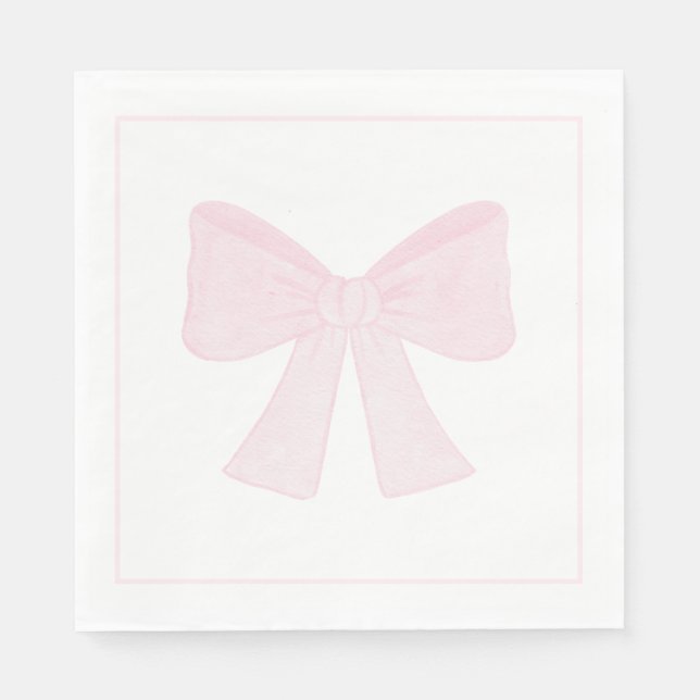 Servilleta De Papel Primer cumpleaños de Preppy Pink Bow Grandmillenni (Anverso)