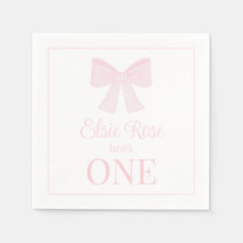 Servilleta De Papel Primer cumpleaños de Preppy Pink Bow Grandmillenni
