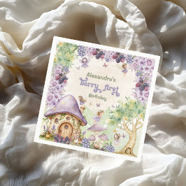 Servilleta De Papel Primer cumpleaños de Purple Berry First Fairy